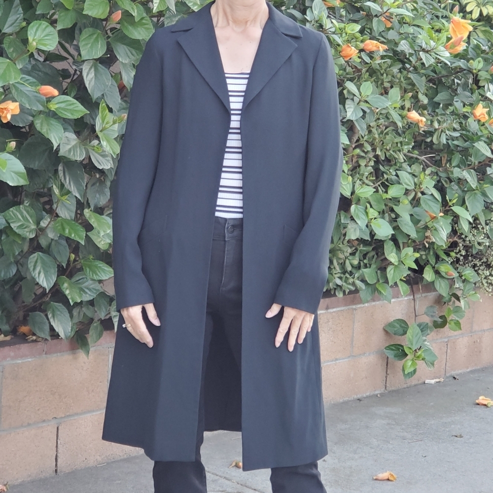 KENAR open midi black long sleeve coat lined sz.6 business travel office - Picture 9 of 11